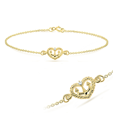 Heart Anchor with Tiny CZ Anklet ANK-195-GP